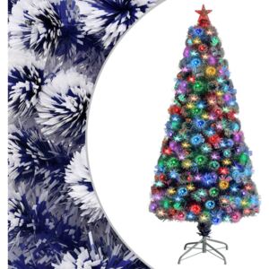 VidaXL Umjetno božićno drvce LED bijelo-plavo 150 cm optička vlakna