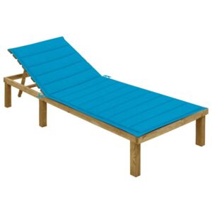 VidaXL Ležaljka za sunčanje s plavim jastukom od impregnirane borovine