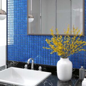 VidaXL Samoljepljive pločice s mozaikom 11 kom plave 30 x 30 cm staklo