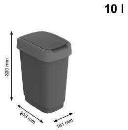 Kanta za otpatke od reciklirane plastike u srebrno-crnoj boji 10 l Twist - Rotho