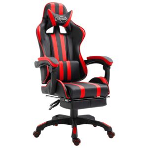 VidaXL Igraća stolica od umjetne kože s osloncem za noge crvena