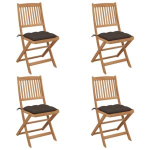 VidaXL Sklopive vrtne stolice s jastucima 4 kom od bagremovog drva