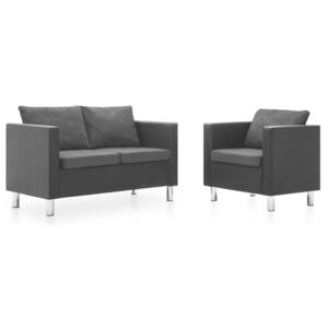 VidaXL 2-dijelni set sofa od umjetne kože crni i tamnosivi
