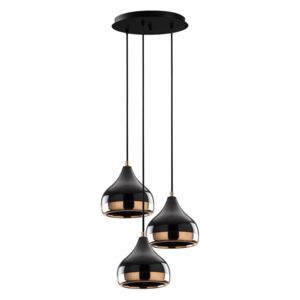 Viseća svjetiljka u crno-bakrenoj boji za 3 žarulje Opviq lights Yildo