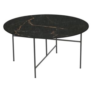 Crni stol s porculanskom pločom WOOOD Vida, ⌀ 80 cm