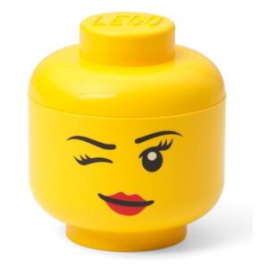 Žuta kutija za pohranu u obliku glave LEGO® whinky, 10.5 x 10.6 x 12 cm