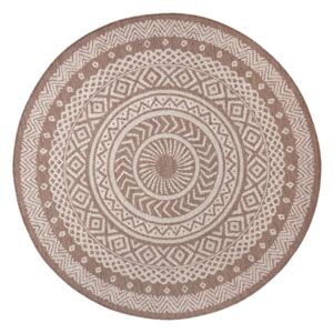 Brown-beige vanjski tepih ragami krug, Ø 160 cm