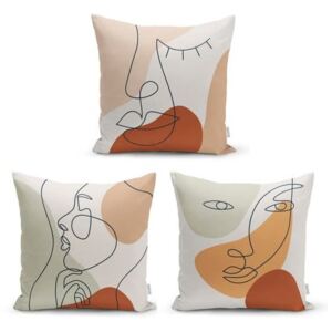 Set od 3 dekorativni premazi na jastucima minimalistički jastuk pokriva ženu lice, 45 x 45 cm