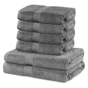Set od 2 pamučna siva velika ručnika i 4 mala ručnika DecoKing Marina