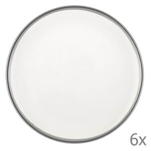 Set od 6 bijelih porculanskih desertnih tanjura Mia Halos Silver, ⌀ 19 cm