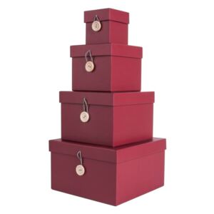 Set od 4 crvene kutije za pohranu s poklopcem PT LIVING Uniform