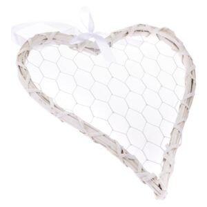 Bijelo dekorativno viseće srce Dakls Rattano Heart Quatro