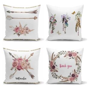 Set od 4 dekorativna premaza na jastucima Minimalistički jastuk pokriva ključ cvijeća, 45 x 45 cm