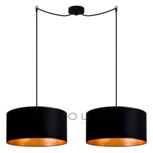 Crna dvodjelna viseća svjetiljka s detaljima u zlatnoj boji Sotto Luce Mika