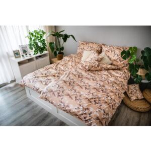 Brown-beige posteljina od pamučne posude pamuka Brenda, 140 x 200 cm