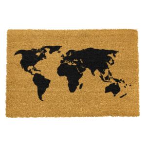 Otirač od prirodnog kokosovog vlakna Artsy Doormats World Map, 40 x 60 cm