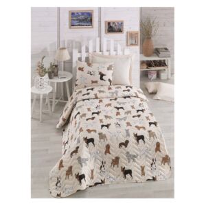 Krem pokrivač s jastučnicom za krevet za jednu osobu Peritos, 160 x 220 cm