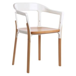 Bijelo-smeđa blagavaonska stolica Magis Steelwood