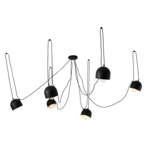 Crna viseća svjetiljka sa 6 žarulja Custom Form Popo