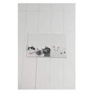 Bijelo-sivi kupaonski otirač Lismo Cats, 60 x 40 cm