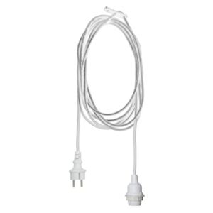 Bijeli kabel s nastavkom za žarulju Best Season Cord Ute, dužina 2,5 m