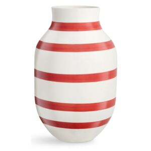 Bijelo-crvena prugasta keramička vaza Kähler Design Omaggio, visina 31 cm