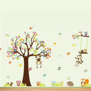 Set zidnih naljepnica Ambiance Cute Monkeys Playing On Trees