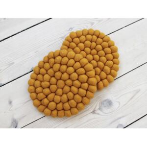 Oker žuti podmetač od vunenih pompona Wooldot Ball Coaster, ⌀ 20 cm