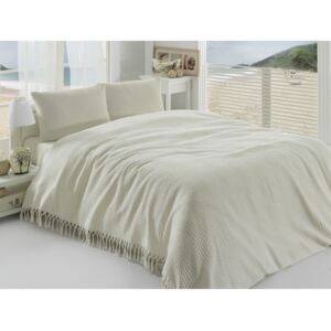 Bež lagani pamučni prekrivač za krevet Pique, 220 x 240 cm