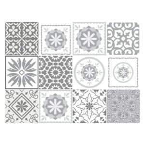 Set od 12 zidnih samoljepljivih naljepnica Ambiance Cement Tiles Shades of Gray Cordoba, 10 x 10 cm