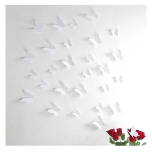Set od 12 bijelih 3D naljepnica Ambiance Butterflies