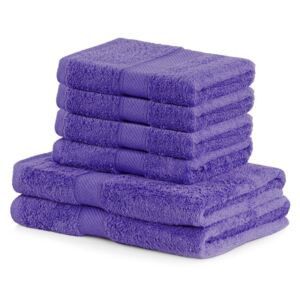 Set od 2 tamno ljubičasta velika ručnika i 4 mala ručnika DecoKing Bamby Purple