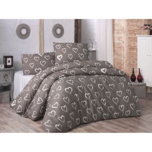 Pamučna posteljina s plahtom za bračni krevet i dvije jastučnice Hearts, 200 x 220 cm
