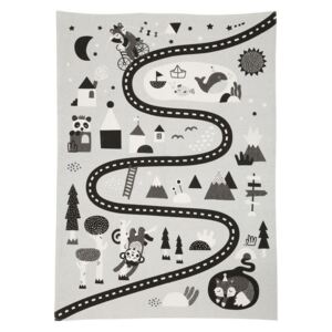 Sivo-crno dječji tepih pamuka Södahl Drive, 95 x 130 cm