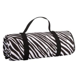 Crno-bijela deka za piknik Navigate Zebra Stripes, 150 x 140 cm