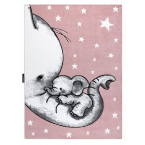Dječji tepih PETIT - Slon - ružičasto-bijeli Elephant rug - pink 120x170 cm
