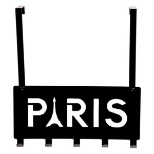 Crna zidna vješalica s 5 kukica Compactor Paris