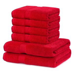 Set od 2 pamučna crvena velika ručnika i 4 mala ručnika DecoKing Marina
