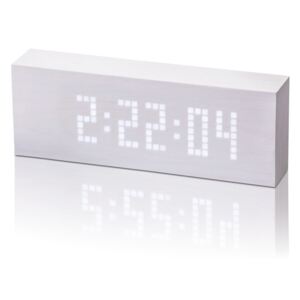 Bijeli budilnik s bijelim LED zaslonom Gingko Message Click Clock
