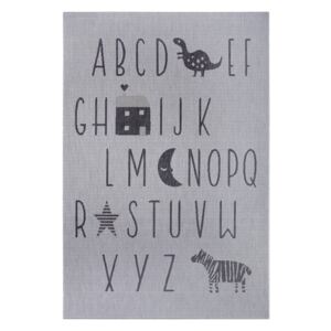 Siva dječja tepih Ragami slova, 80 x 150 cm