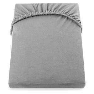 Siva elastična plahta DecoKing Nephrite, 80-90 x 200 cm