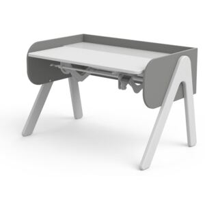 Sivo-bijeli radni stol od borovine s podesivom visinom Flexa Woody