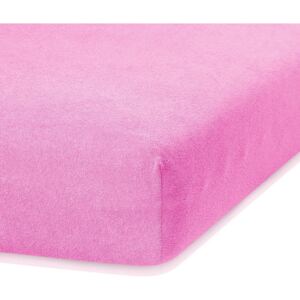 Ružičasta plahta s gumicom s visokim udjelom pamuka AmeliaHome Ruby, 160/180 x 200 cm