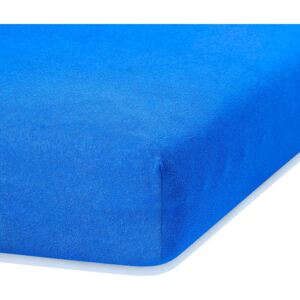 Plava plahta s gumicom s visokim udjelom pamuka AmeliaHome Ruby, 100/120 x 200 cm