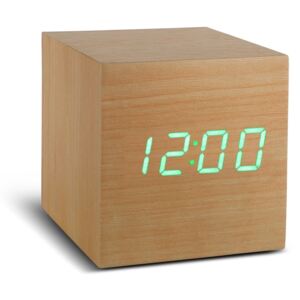 Bež budilnik sa zelenim LED zaslonom Gingko Cube Click Clock