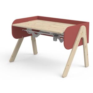 Crveno-smeđi radni stol od borovine s podesivom visinom Flexa Woody