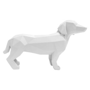 Mat bijeli kip PT LIVING Origami Standing Dog, visina 20,8 cm
