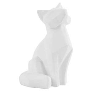 Matirana bijela skulptura PT LIVING Origami Fox, visina 15 cm