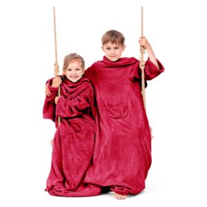 Crvena dječja deka s rukavima DecoKing Lazykids