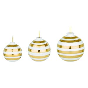 Set od 3 bijele keramičke božićne dekoracije za drvce s detaljima u zlatnoj boji Kähler Design Omaggio